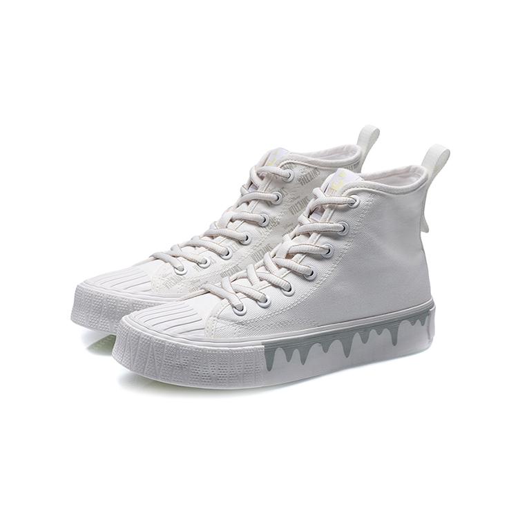 Li Ning Slip Resistant, Abrasion Resistant, Lightweight High Top Canvas Shoes Women's White Yellow AGCP338-4
