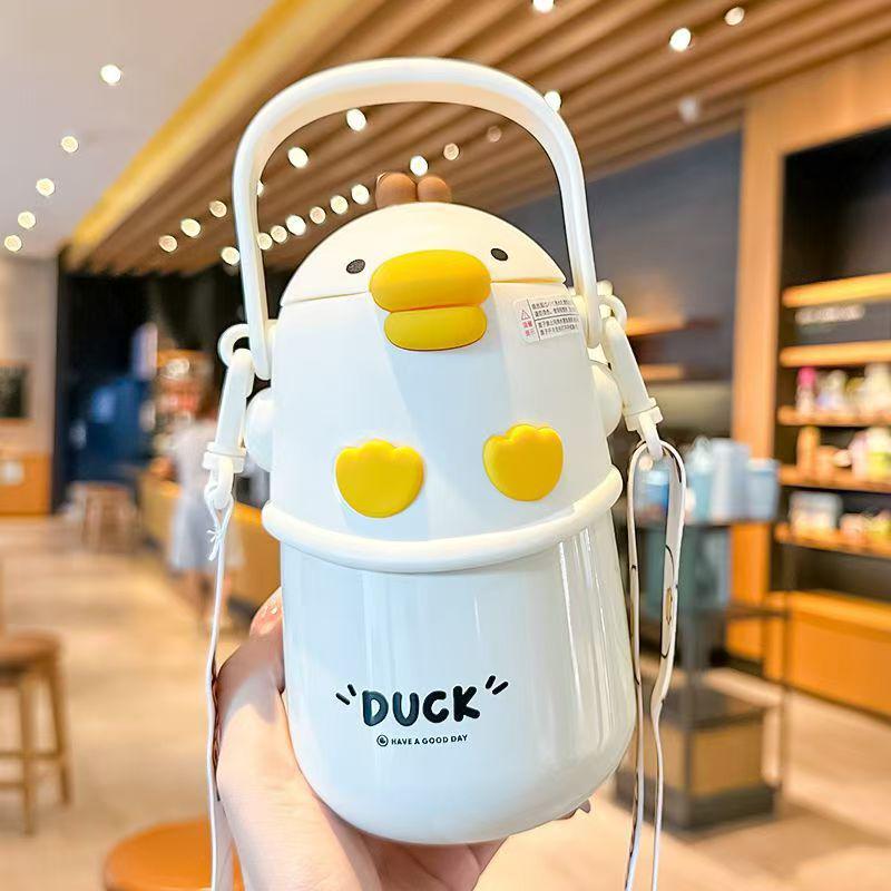 Adorable Pet-Inspired Girls' Thermos Cup - 316 Stainless Steel, Large Capacity, with Straw