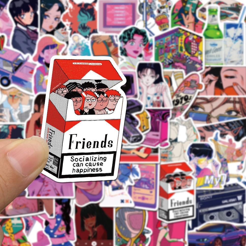 50Pcs City Pop Cartoon City Cool Girl Graffiti Stickers Decorative Mobile Phone, Refrigerator, Water Bottle Waterproof Stickers