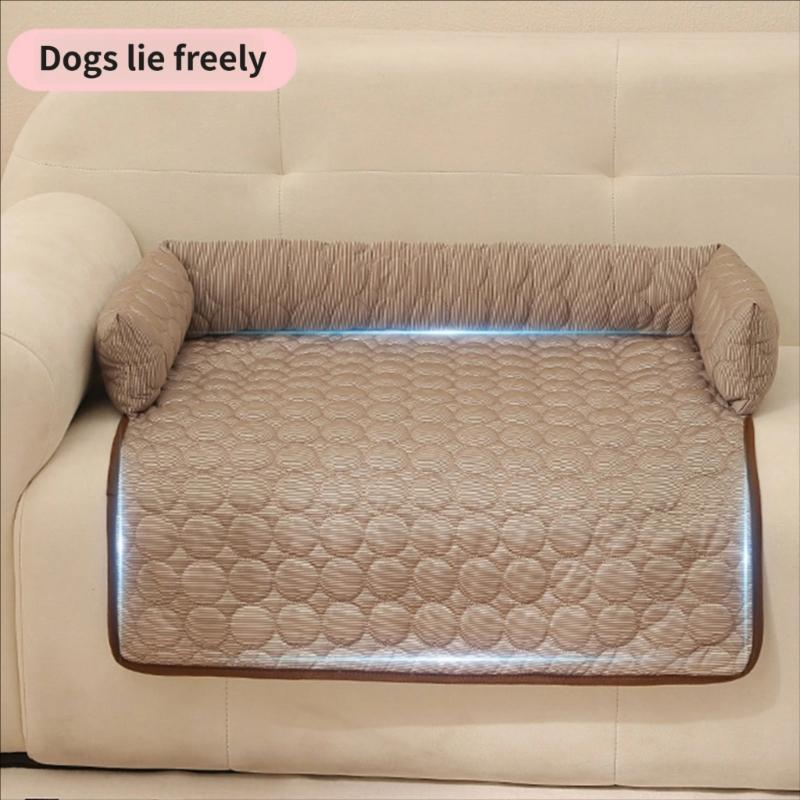Soft Pet Bed Pad with Cooling Fabric, Washable Care, and Pillow Support for Indoor Use with Couch, Sofa, or Floor Placement