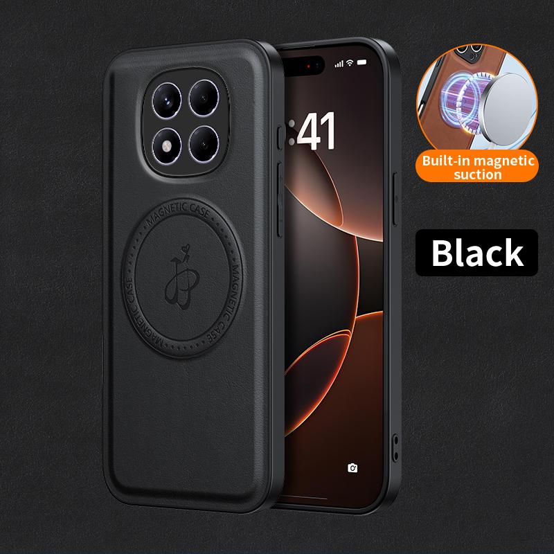 Luxury Magnetic Stand Holder Leather Phone Case For Xiaomi Redmi 14C 13C Redmi Note 13 14 Pro Wireless Charging Logo Cover