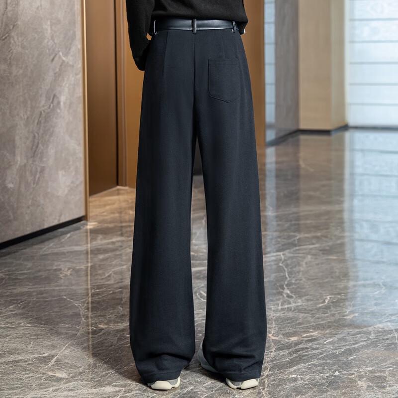 Women's High-Waist Spliced Straight-Leg Casual Pants