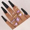 European and American new dripping butterfly imitation gemstone and diamond ring set Geometric twist ring seven-piece set