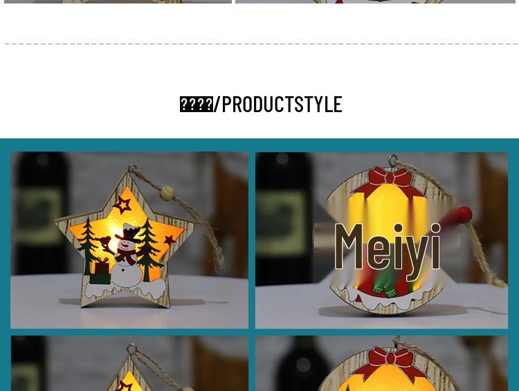 Wooden Luminous Christmas Ornaments: Star, Santa, Snowman, Deer Scene Pendants