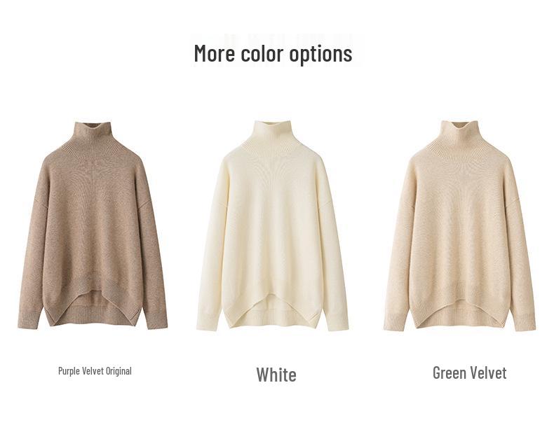 Sweter z czystej kaszmiru na jesień/zimę 2025, z półgolfem, luźny krój