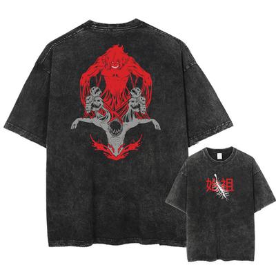 Anime Attack On Titan Acid T Shirts Casual Vintage Washed Shingeki No Kyojin Tee Short Sleeve Manga Gothic Tops Summer