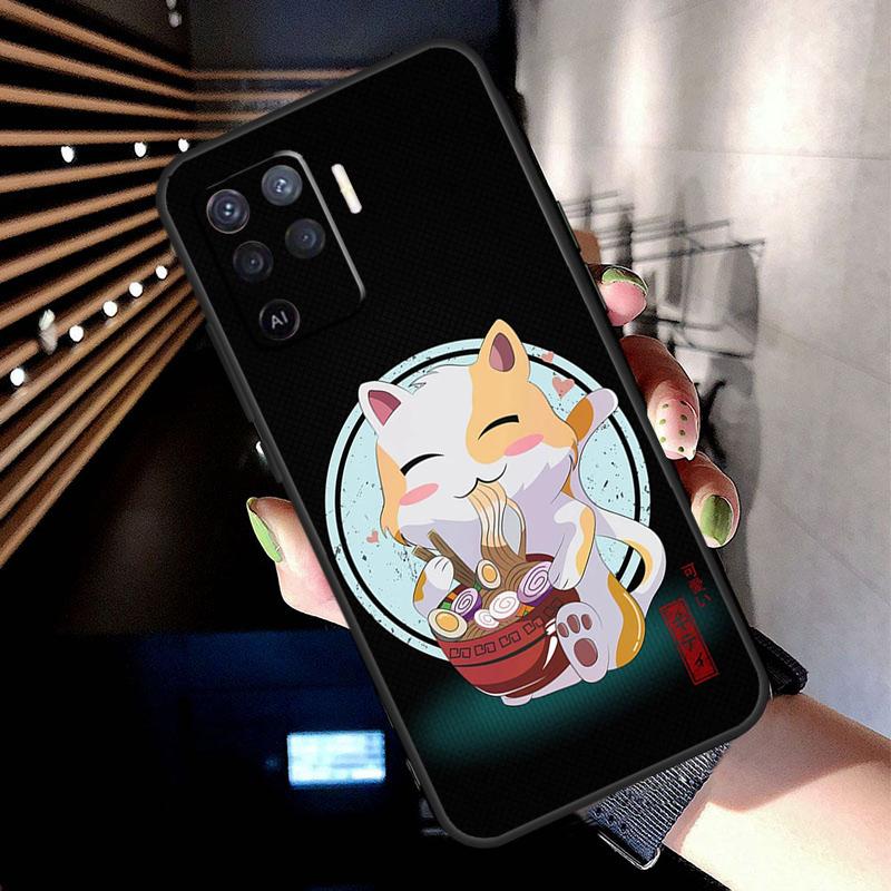 Ramen Cat Japanese Art Case For Oppo A17 A57 A77 A76 A16 A96 A18 A60 A80 A40 A38 A58 A78 A98 A94 A74 A54 A15 A5 Pro