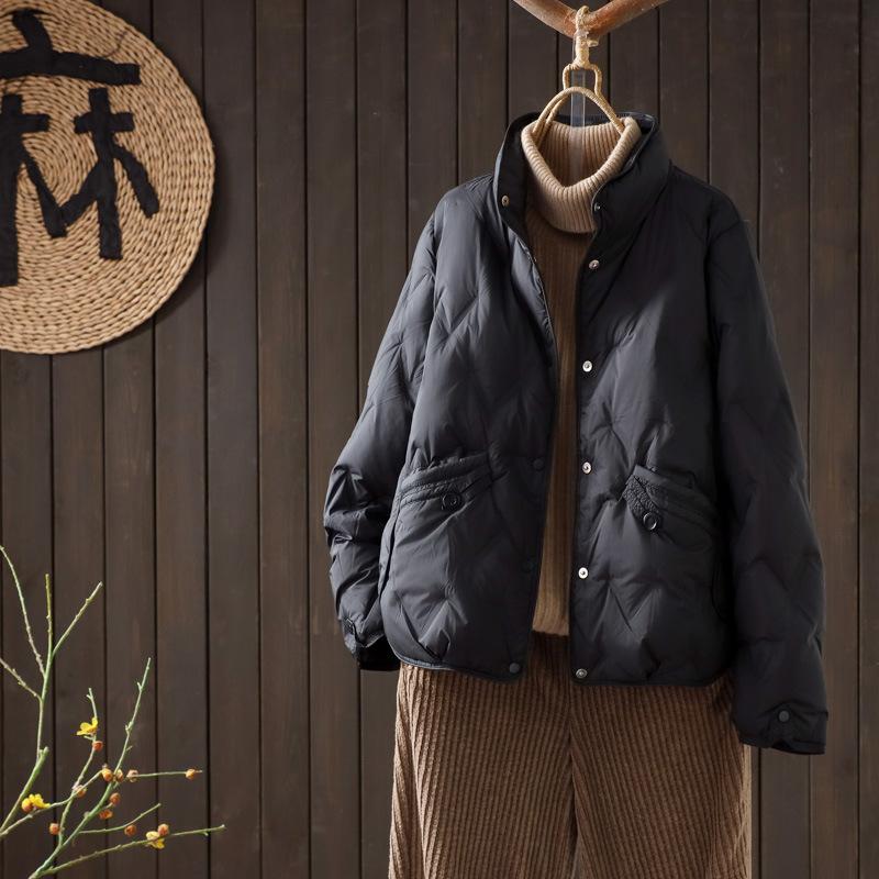 New International White Duck Down Women's Short New Autumn and Winter Fashion Small Stand-Up Collar Lightweight Jacket