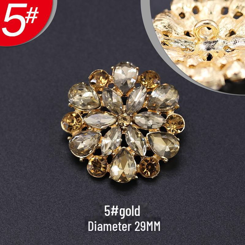 Damskie ekskluzywne czarne modne metalowe guziki z futra norek z wzorem płatków ze strasów