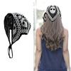 Elegant Skull Pattern Head Scarf Headband Dark Series Hairscarf Bandanas Headpiece for Halloween Party Photo Headscarf