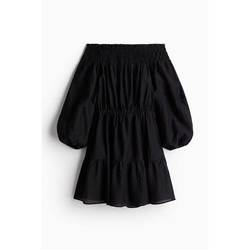 

HM Women s Clothing Dress Autumn off-Shoulder Collar Ins Style Minimalist Loose off-Shoulder Skirt 1238328 Black 155/80