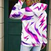 Women Plus Size Long Sleeve Drawstring Hoodie Green Yellow Orange Abstract Printed Kangaroo Pocket Pullover