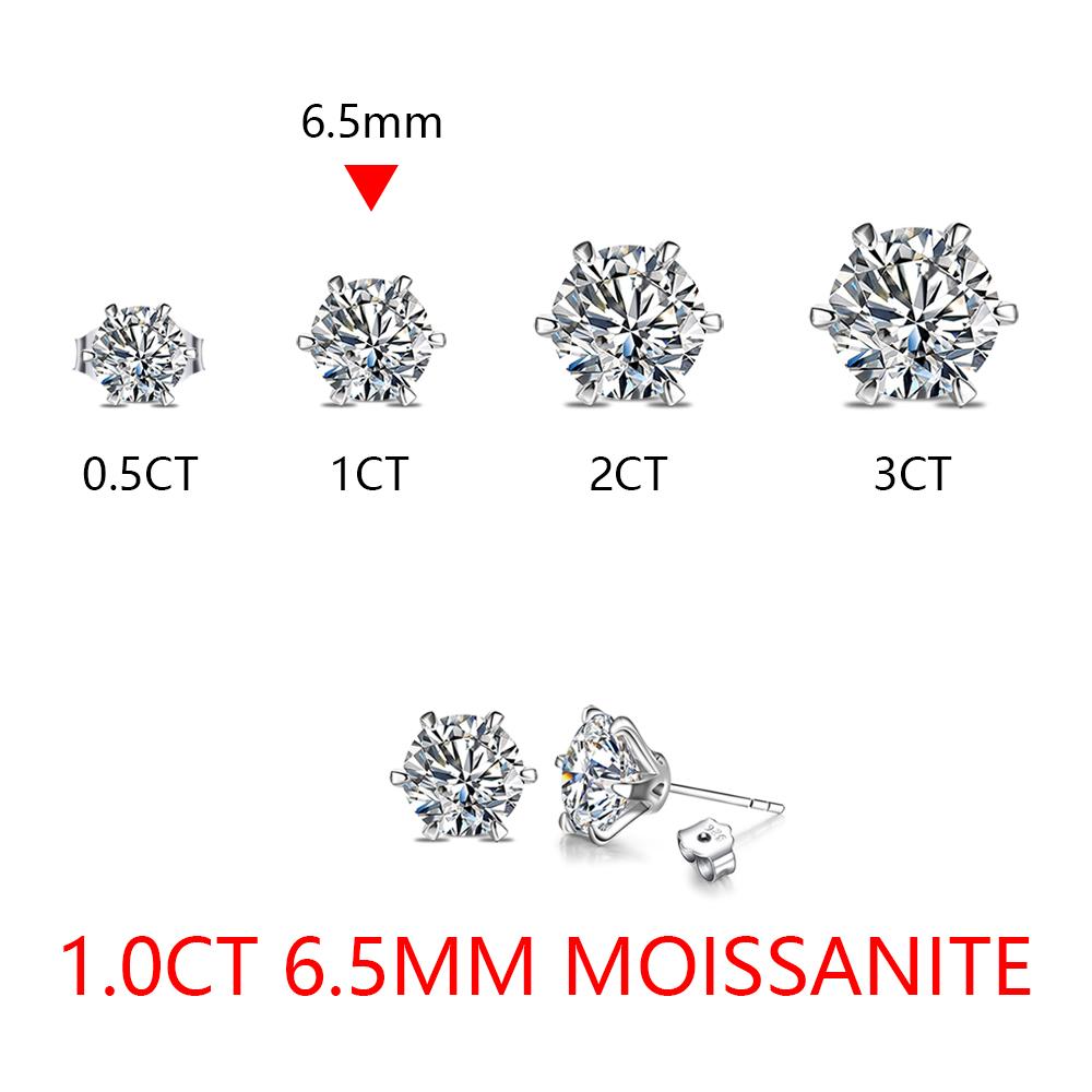 New Arrival 2.0 Carat Moissanite Gemstone Stud Earrings for Women Solid   Copper D color Solitaire Fine Jewelry