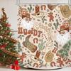 Merry Christmas Shower Curtain Pink Santa Claus Kids Xmars Tree Snowman Winter Holiday Cute Snowflake Pine Bathroom Decor Happy