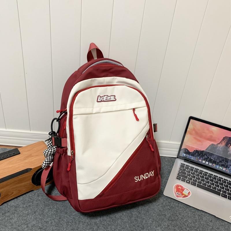 

Американский ретро школьный рюкзак женский студент колледжа новая мода контрастный цвет рюкзак ins большая вместимость пара дорожный рюкзак single package