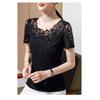 Női Póló Csipke Lyukacsos Hímzett Hálós Pólók Divatos Alkalmi Rövid Ujjú Strasszos Női Ing