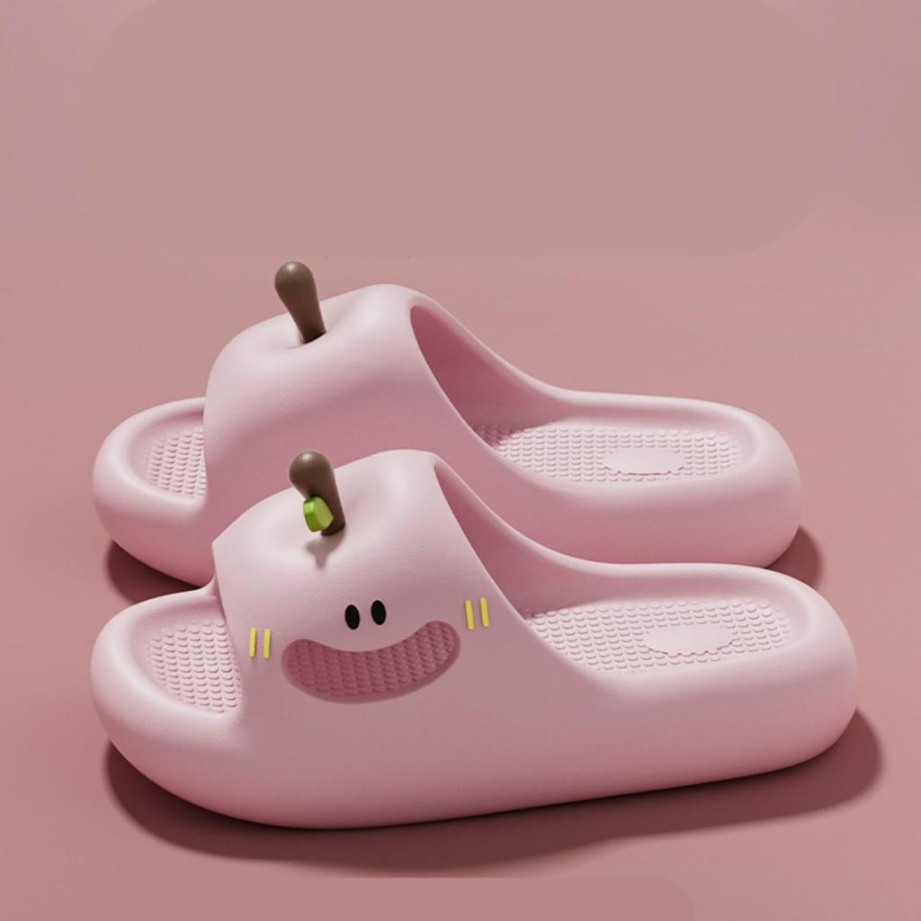 Happy Face Thick Sole Slippers Women Slides EVA 1.4" Height Increase Indoor Shower Sandals Outdoor Travel Beach Sandals