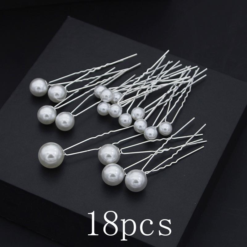 18 Pcs Set Pearls Hair Combs Bridal Headdress Women Beads Hairpins Wedding Hair Sticks Jewelry Accessories