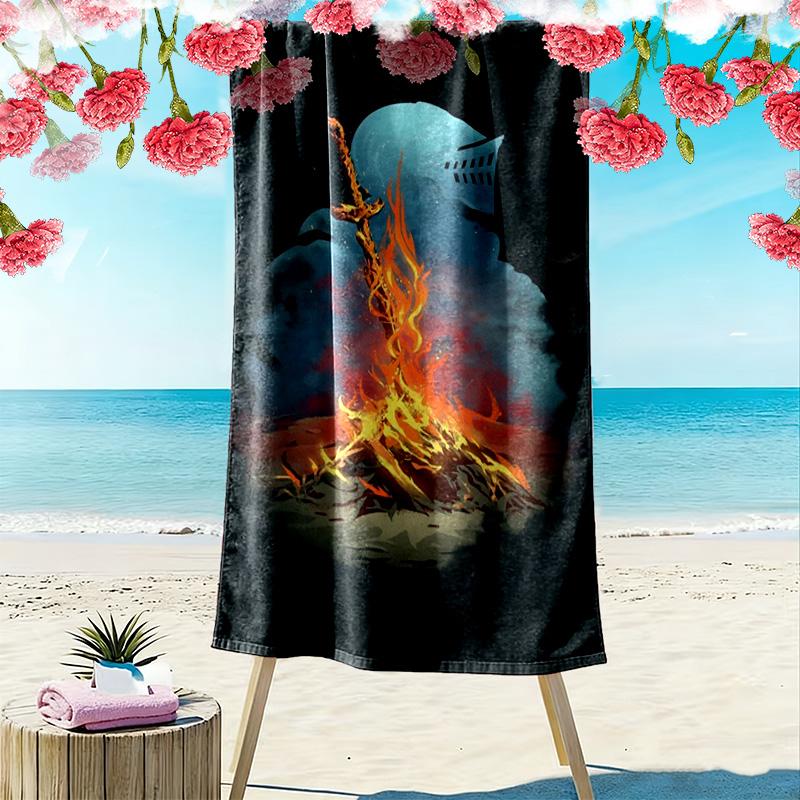 Dark Soul Print Beach Towel, Large Soft Quick Dry Towel for Beach Camping Swimming