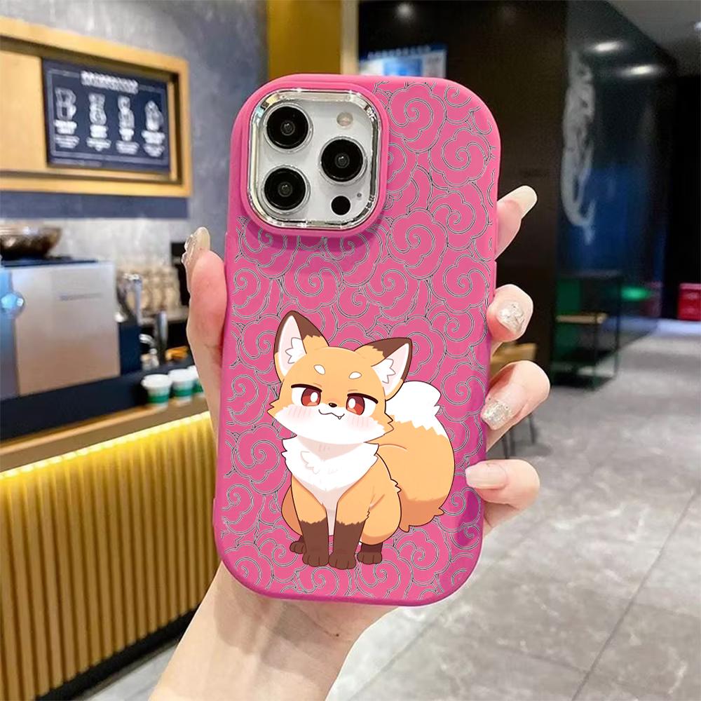 Phone Case: 2D Flat Design Suitable for iPhone 18 17 16 15 14 13 Pro Protective Case, Couple Style, Warm Orange Little Fox, Christmas and Halloween Gi