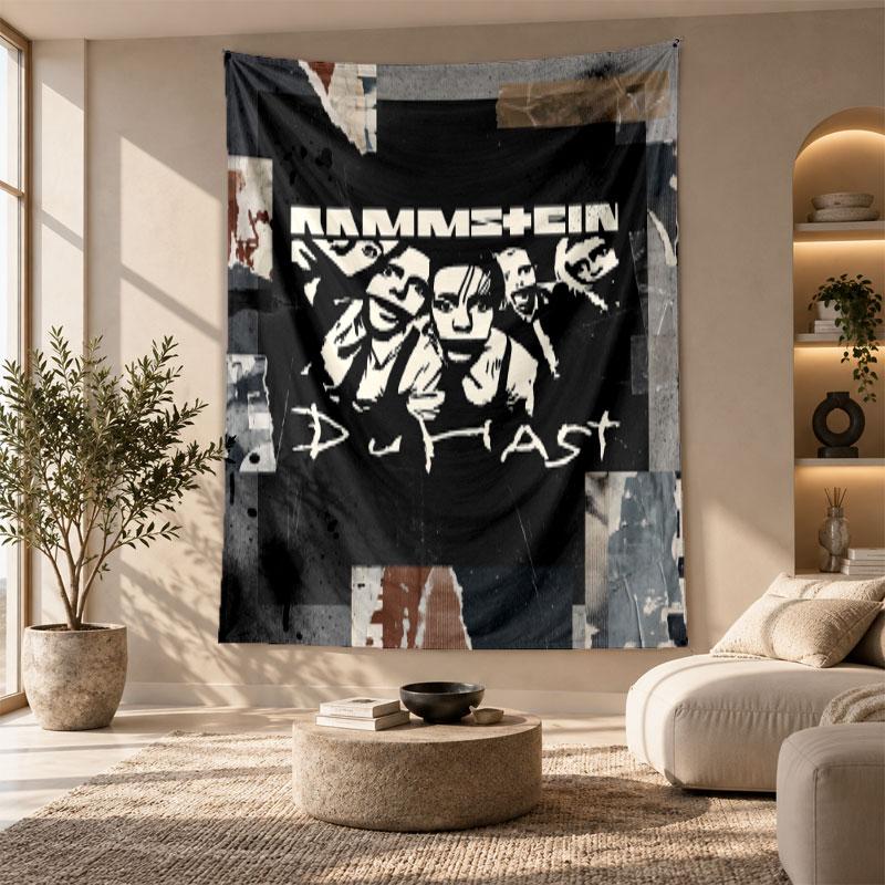 Arazzo Decorativo, Arte Murale Stampata Rammstein, Appeso a Parete Leggero per Sfondo Camera da Letto