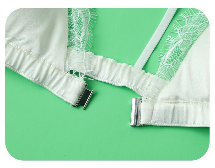 Women's Real Silk Satin Wireless Triangle Bra with Front Buckle and Beautiful Back Design