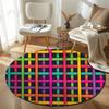 Handmade Style Round Abstract Multicolor Accent Rug, Non-Slip Floor Mat for Kids Room