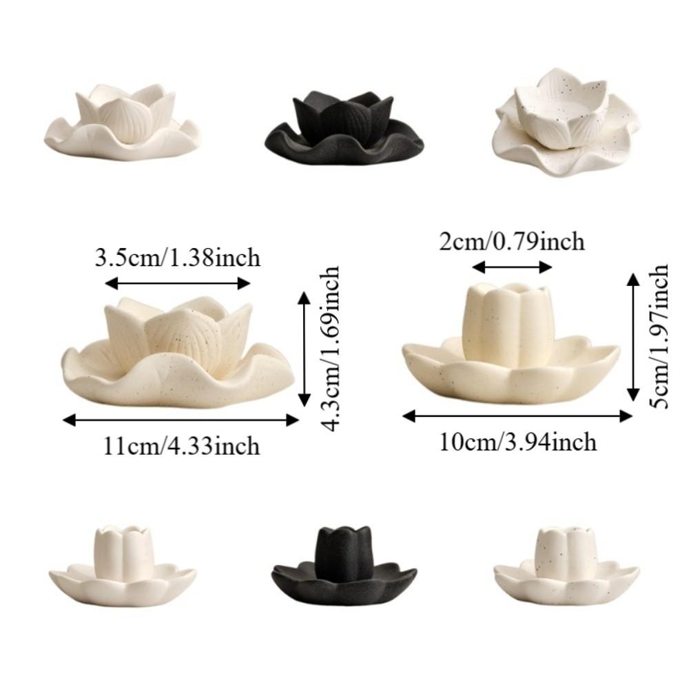 Tray Ceramic Lotus Candle Holder Meditation Decorative Flower Candlestick Vintage Artistic Zen Style Candle Cup Indoor Use