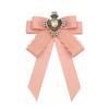Rhinestone Crystal Ribbon Bow Brooch Polyester Shirt Collar Pin Neckline Decoration Brooches  Women