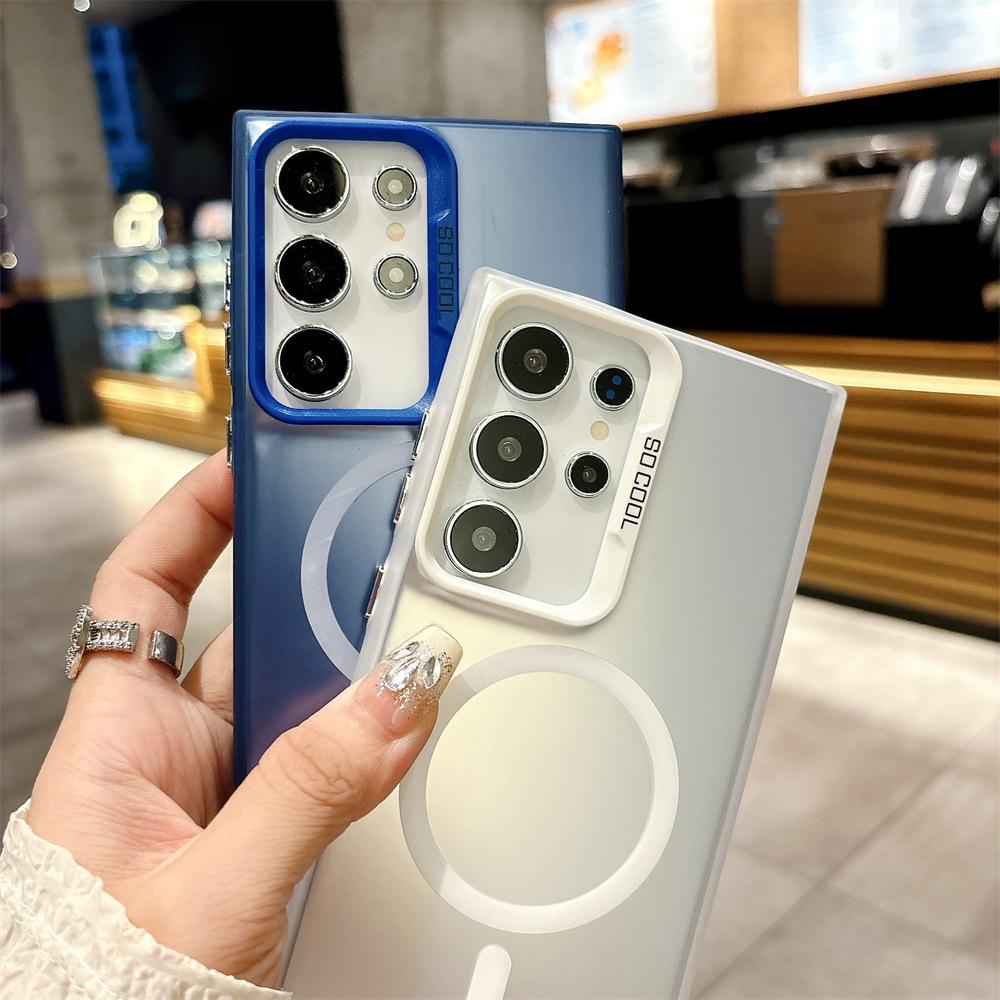 Matte Colorful Sliver Magnetic Phone Case for iPhone 11 12 13 14 15 16 Samsung S20FE S21 S22 S23 S24 S25 TPU Soft Silicone Shockproof Hard Back Cover