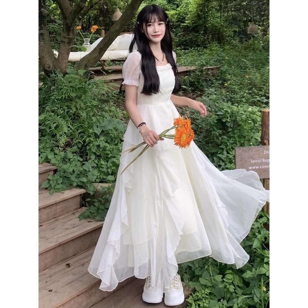 Women's Summer French Fairy Princess Dress for Seaside Vacations