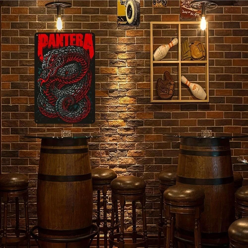 Pantera Band Vintage Metal Tin Sign Heavy Rock Wall Art Home Decor Retro Man Cave Bar Garage