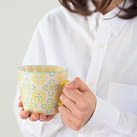 HEADS Handmade Art x 4 pieces HNP-MUG4 Mugs, Yellow, 11.5 7.5 cm,