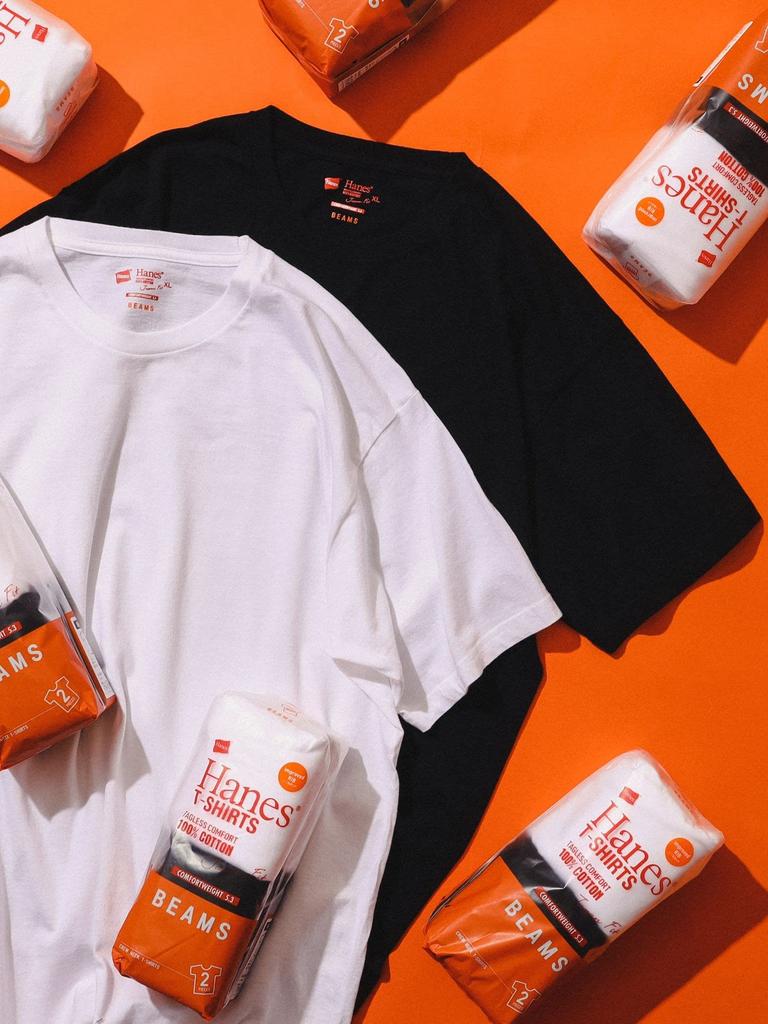 Beams Hanes Custom Japan Fit 2-Pack T-Shirts, Men's, White, Small, 11490010411