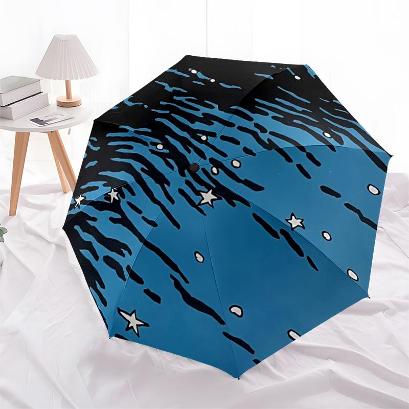 1pc Ocean Waves Automatic Open/close Folding Compact Umbrella, 8-Rib Sturdy Canopy, Lightweight Portable, Everyday Use, Gift, Outdoor Umbrella, Travel