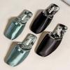 Fashion Luxury Silk Print Design Flat Slippers Women Sweet Butterfly Knot Decoration Modern Slippers Comfortable Elegant Home Slippers