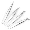 4pcs/set Stainless Steel Eyelashes Tweezers set Professional For Lashes Extension Anti-static Eyebrow Makeup Excellent Closure