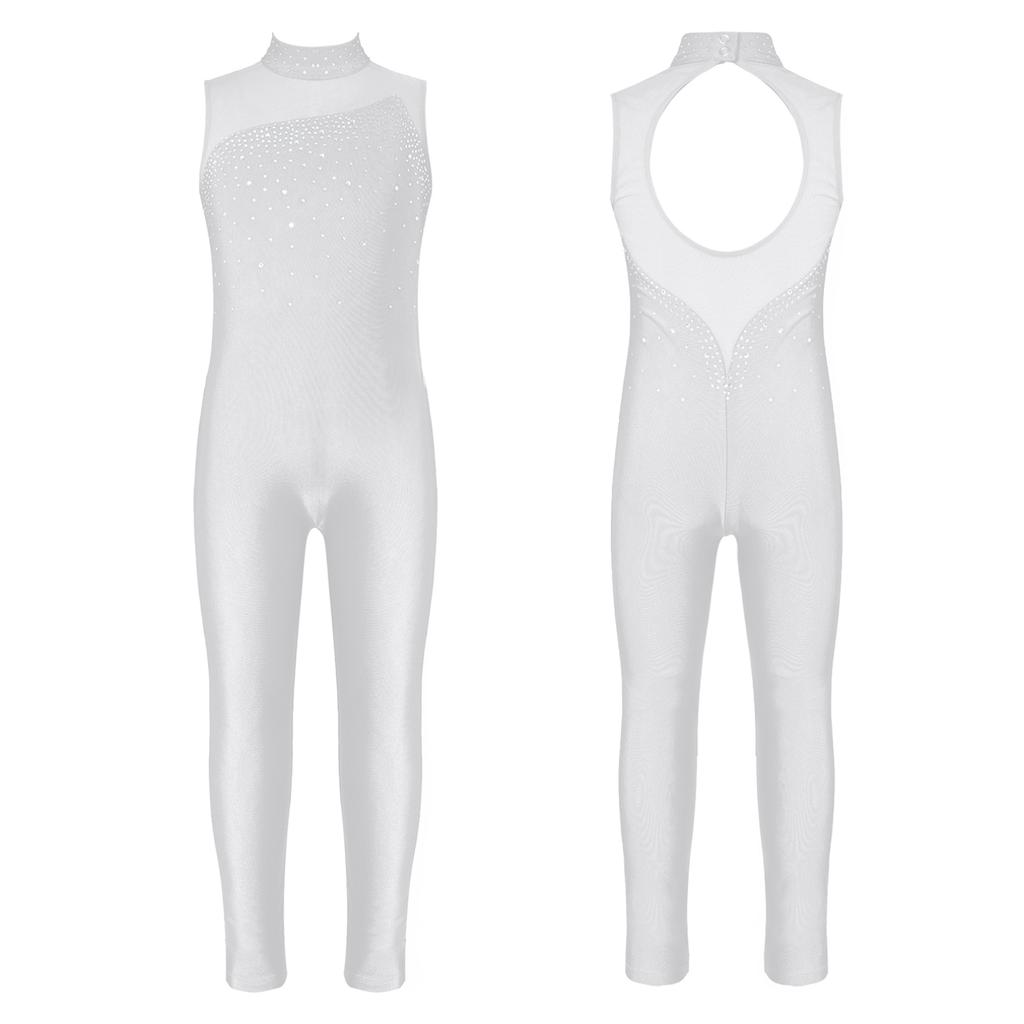 Kinder Mädchen Ballett Tanz Overall Ärmellose Strass Gymnastik Workout Tanz Trikots Eiskunstlauf Unitard Bühne Kostüme