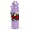 1PC Mixed Red Rose Bouquet Print 750ml Color Plastic Sports Water Bottle Leakproof Flip Straw Lid Suitable for Sports Office Home Use