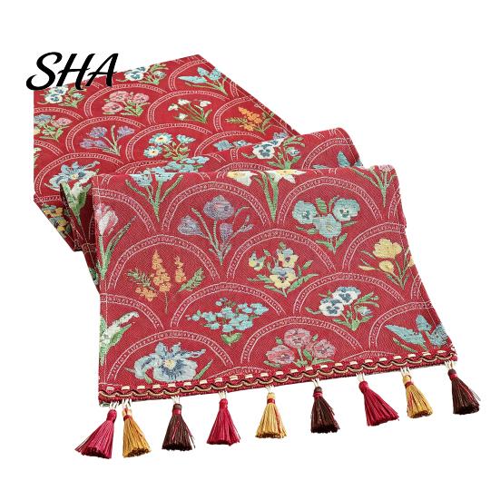 Elegante Runner per Tavola da Pranzo Runner Floreale Jacquard, Vintage con Bordi con Frange, Stile Classico Rustico per Matrimonio Decorazioni Baby Shower Affascinante