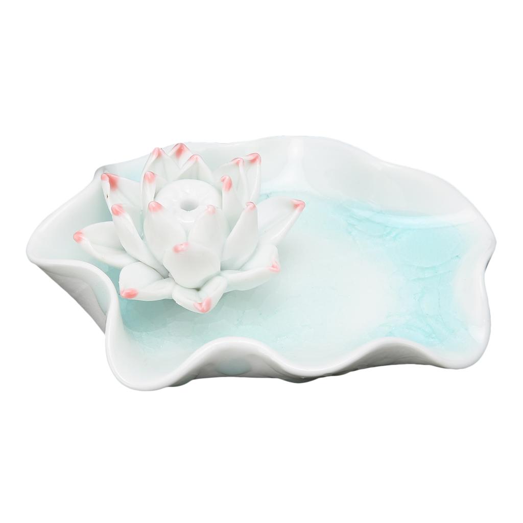 Incense Stick Holder Ceramic Flower Shape Home Decoration Incense Burner Catcher Tray White