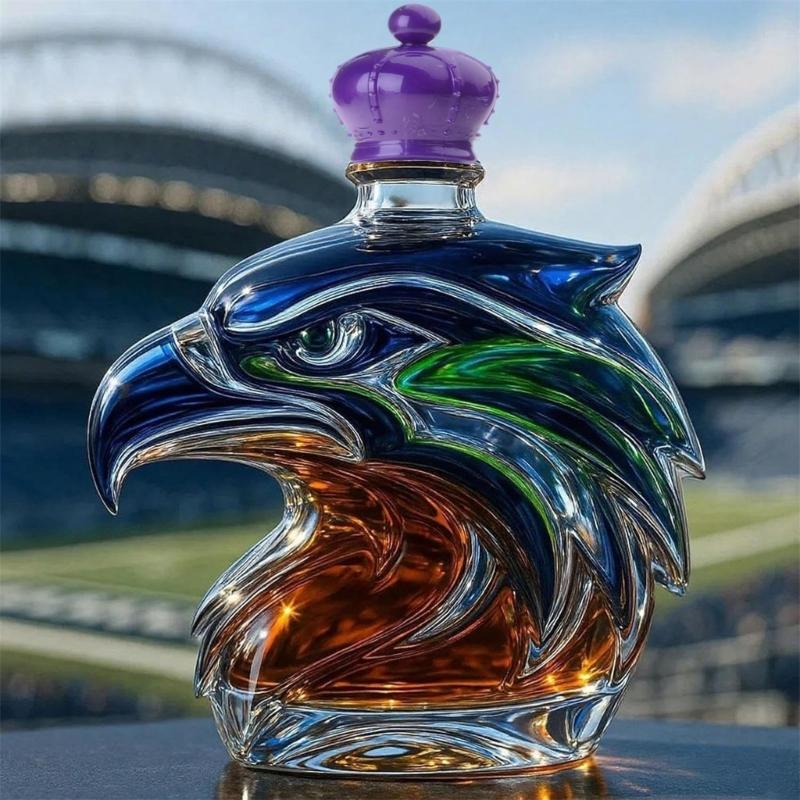 Handcrafted Crystal Glass Multifunctional Beverage Dispenser Feature Artistic Seahawk Shape Ideal For Home Pubs Decors