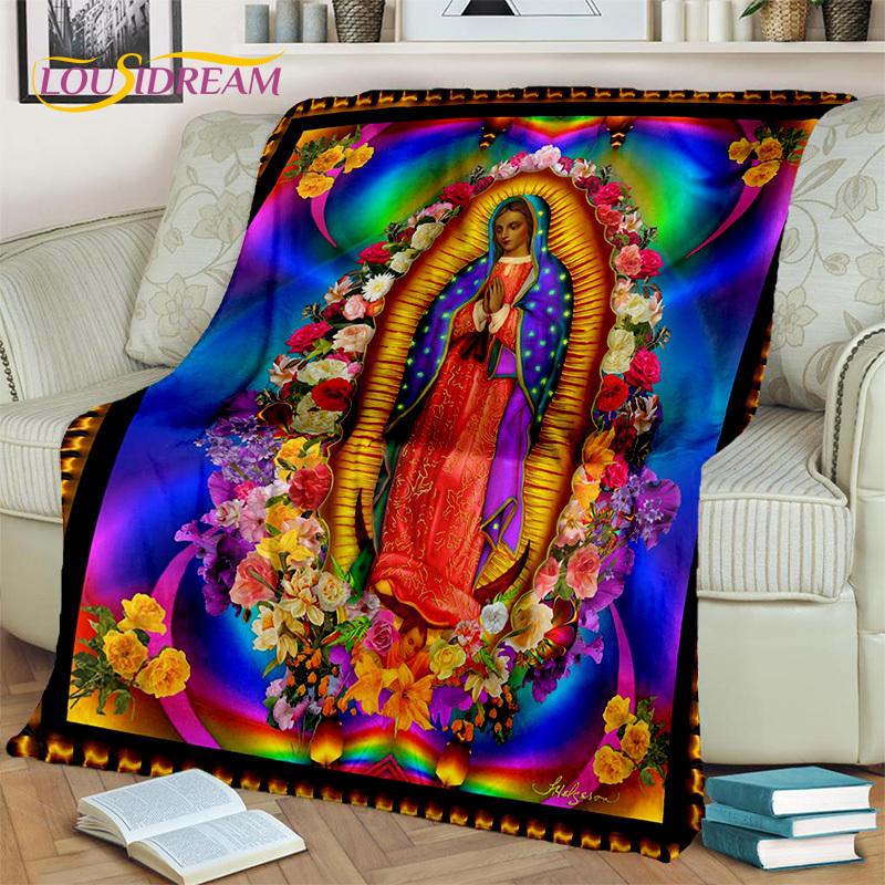 Jesus Blessed Virgin Mary Pray Blanket,Soft Throw Blanket for Home Bedroom Bed Sofa Picnic Travel Office Rest Cover Blanket Kids