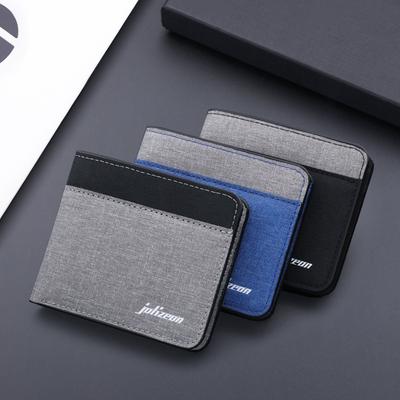Cartera de lona para hombre, tarjetero negro/azul/gris, monedero para hombre, ID/foto/soporte para banco, monedero corto, funda para tarjeta de crédito