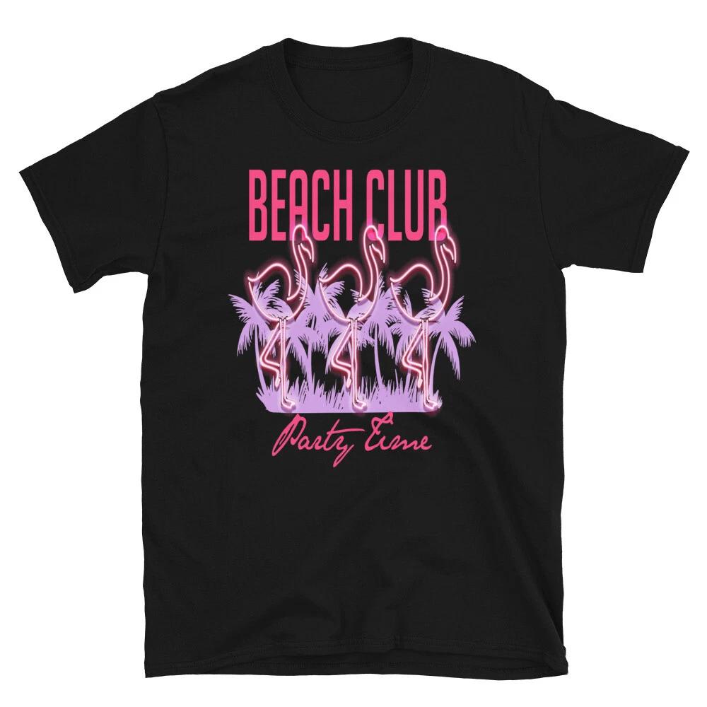 Neon Flamingo Beach Club Classic Trendy Design Casual T-Shirt 3XL