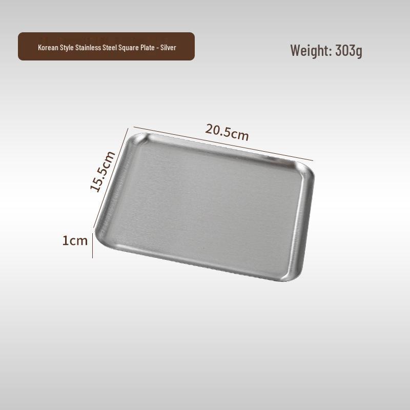Korean Style 304 Stainless Steel Gold Rectangular Cafe Tray Dessert Plate