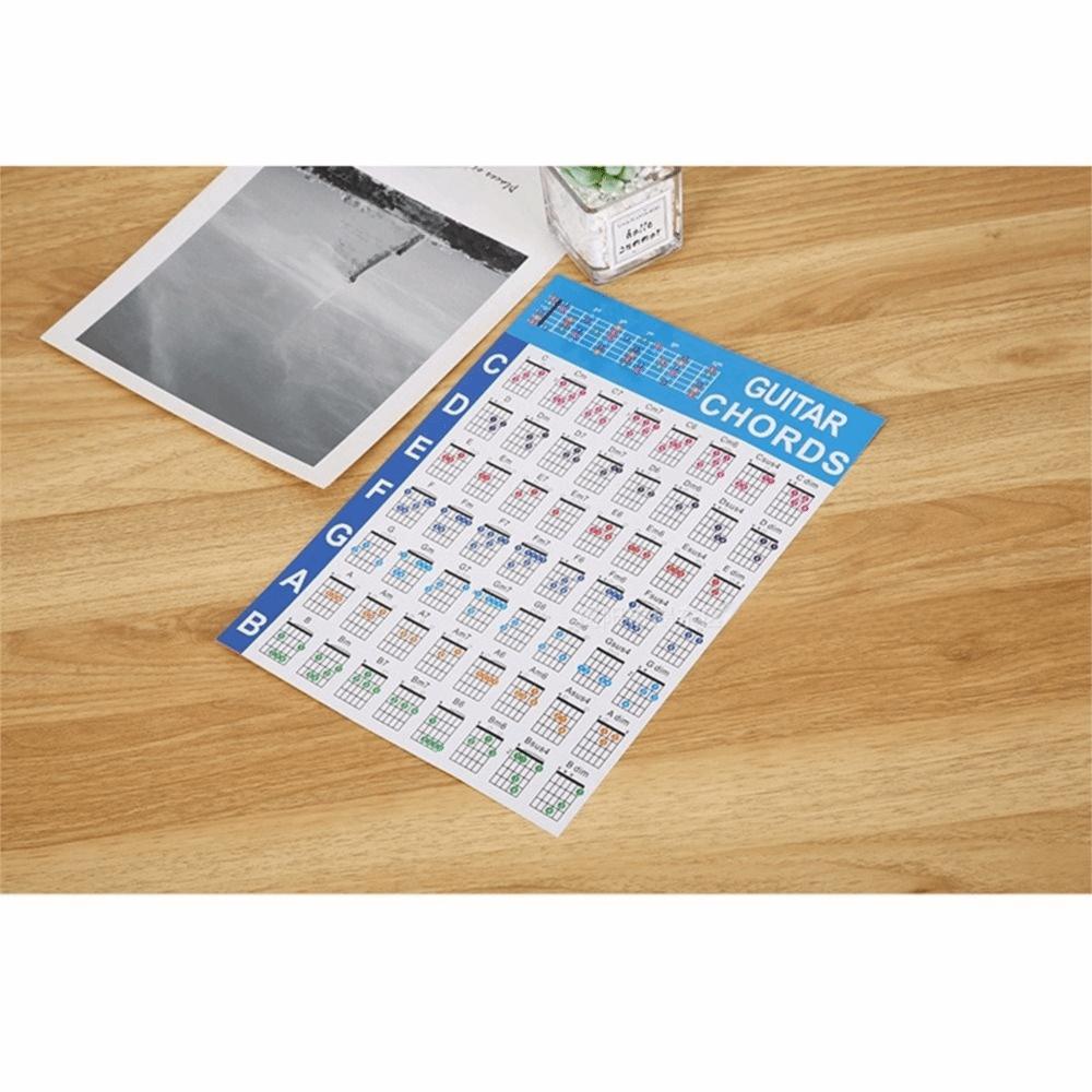 Printed Vinyl Paper Guitar Practice Chord Chart Color Coded Chord Fingering Diagram For Kids