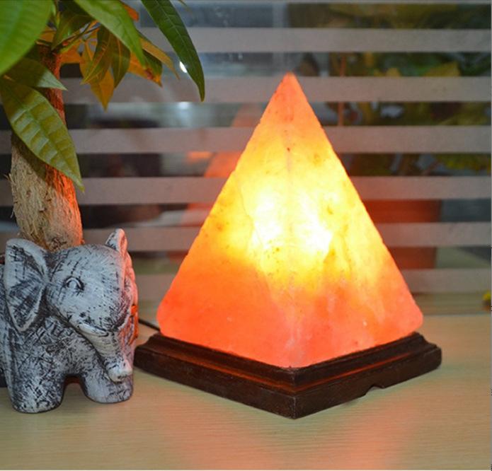 Himalayan Salt Lamp USB Rechargeable Pyramid Night Light Natural Crystal Salt Lamp for Bedroom Desk Meditation Gift