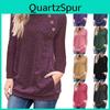 Womens Ladies Casual Long Sleeve Pullover Sweater Button Sweatshirt Jumper Tops
