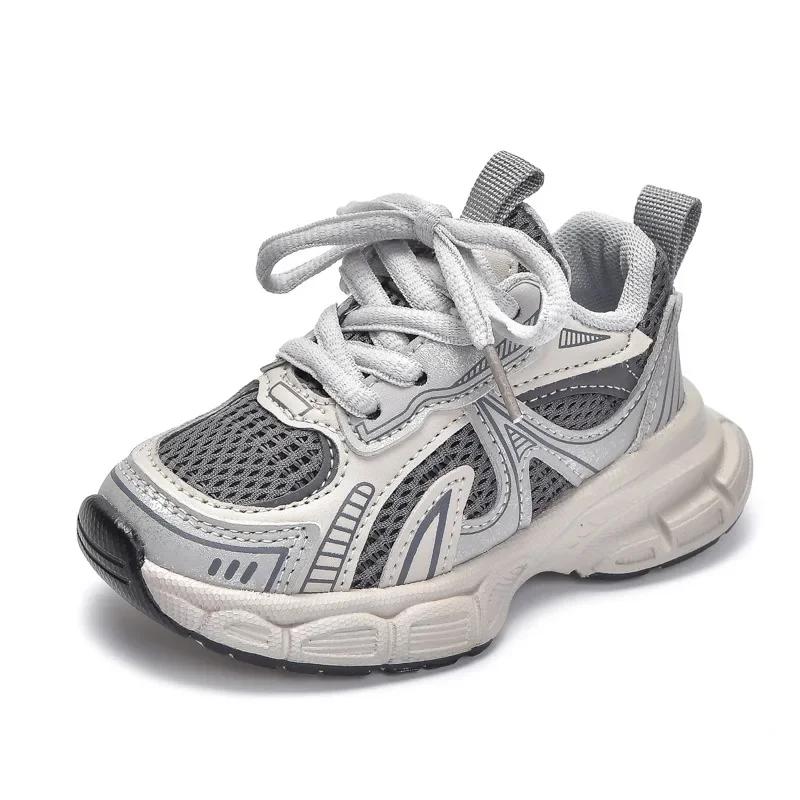 Boys Girls Sports Shoes Thick Soft Sole Children Sneakers Mesh Breathable 2025 New Fashion Kids Running Shoes for Students Trend